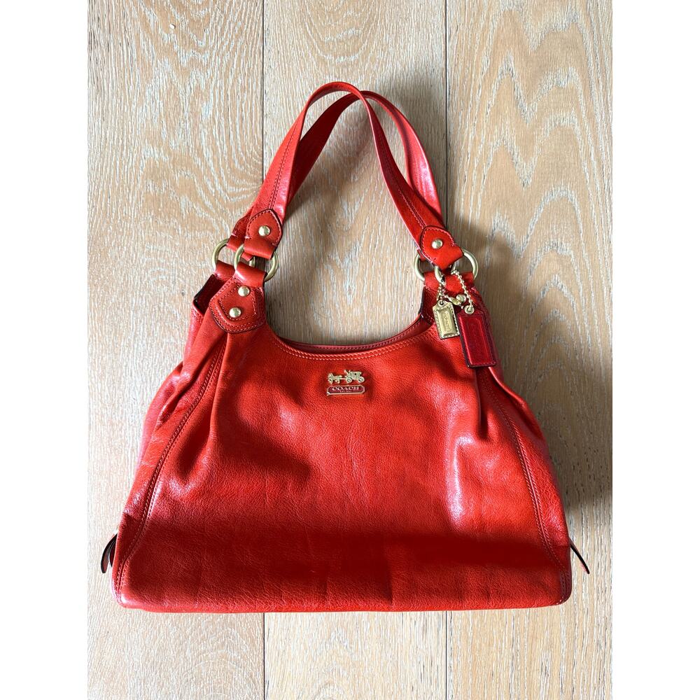 Vintage Y2K Coach Madison Maggie Cinnamon Red Leather Shoulder Bag - Picture 2 of 12